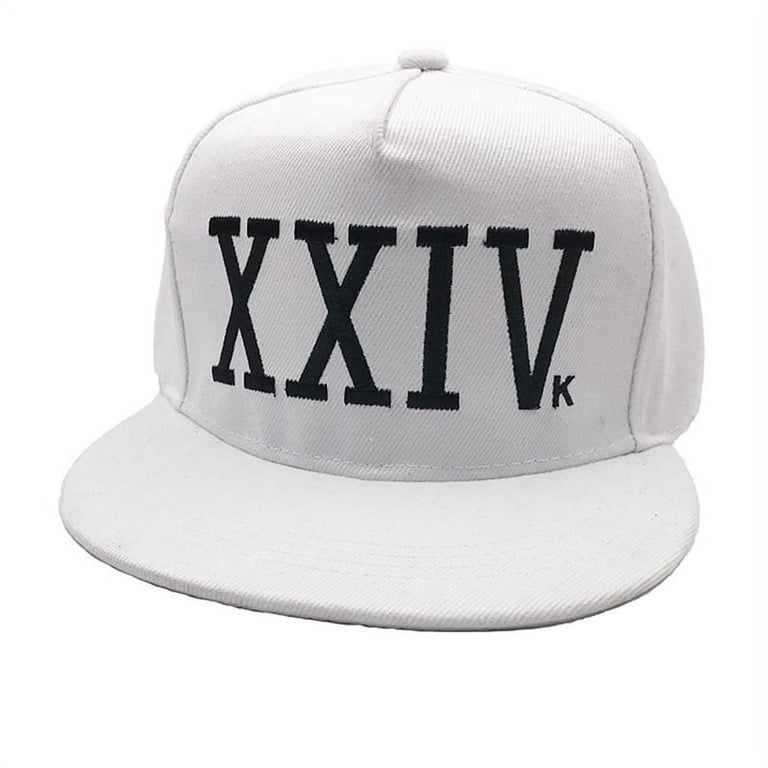 MyPartyShirt White Baseball Cap, Embroidered Flat Brim Hat