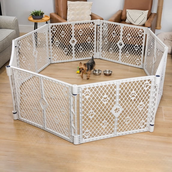 MyPet Paws Petyard 8-Panel Plastic Indoor and Outdoor Playpen for Dogs, Gray
