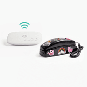 MyPhone by Ooma Modern Landline Phone Service For Kids. Screen-free calling, Trusted Circle, Quiet Hours, Address-based 911. Includes Black Phone, Corded