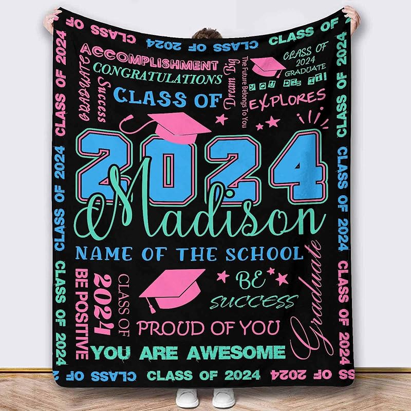 MyPhotoPrint Custom Graduations Throws Blankets Senior 2024 Senior 2024