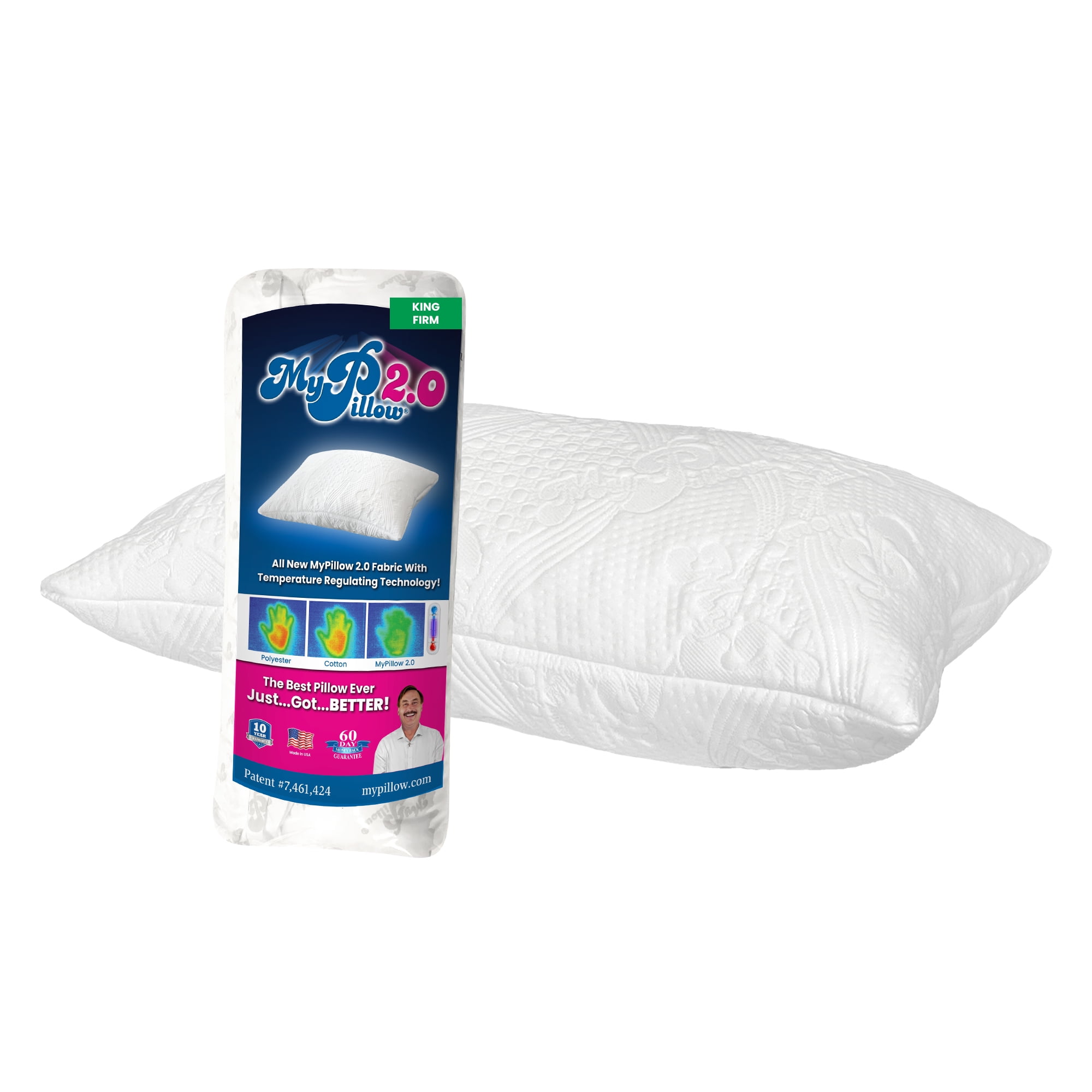 Beautyrest Latex Foam Bed Pillow with Removable Cover, Standard, Cotton