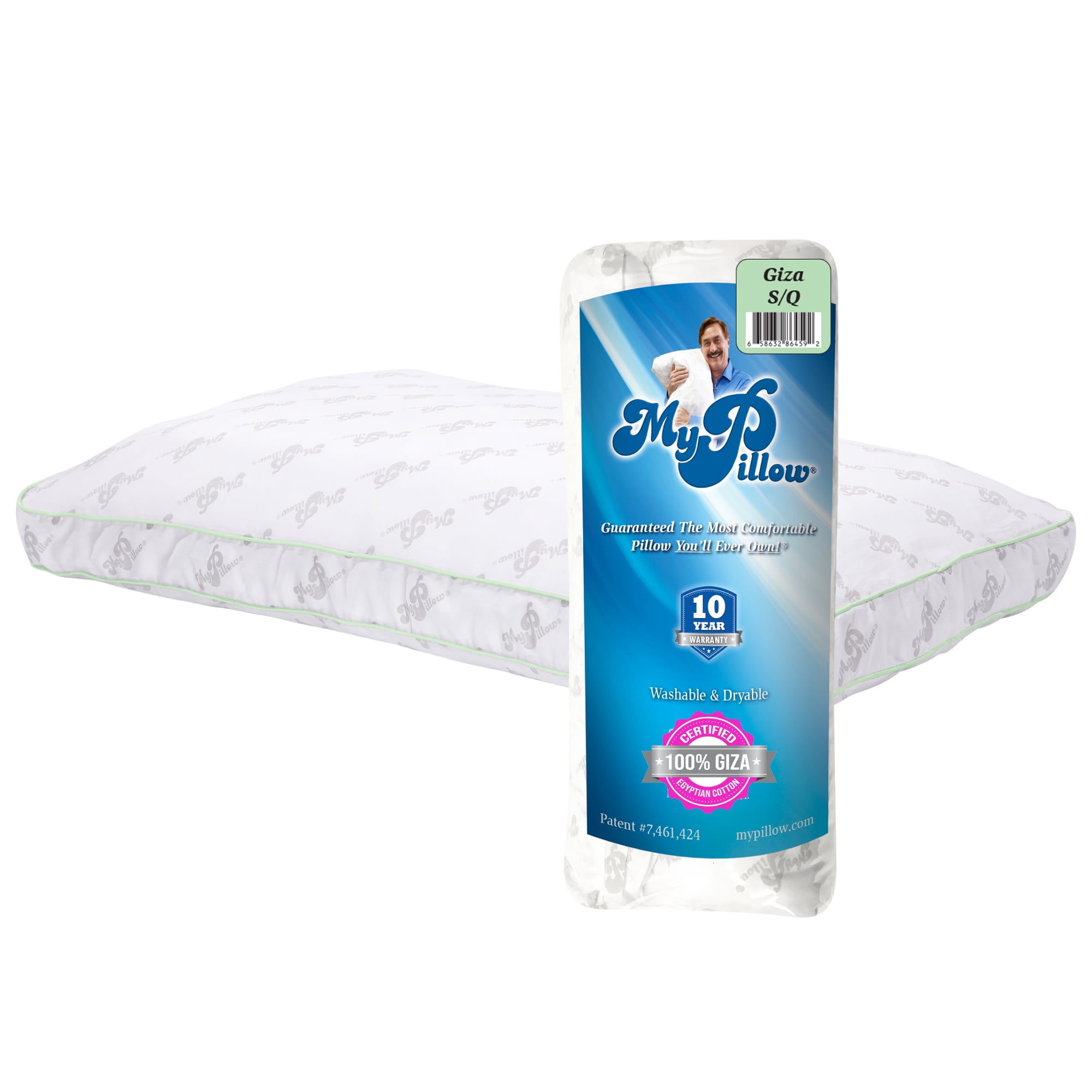 MyPillow Giza Bed Pillow Queen, Green Firm Fill