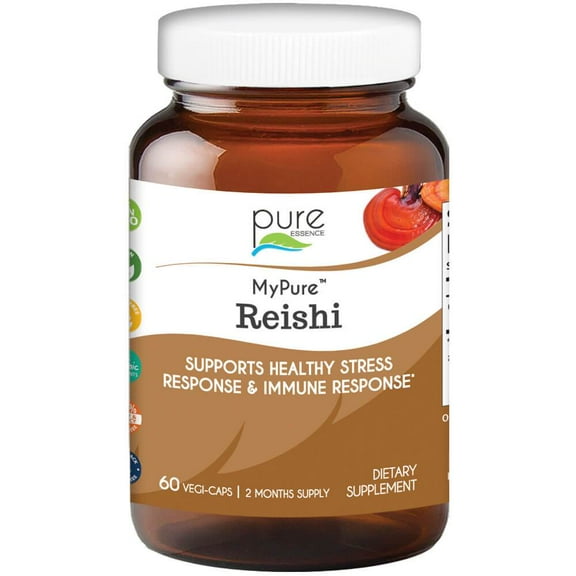 MyPure Reishi Organic Mushroom Supplement - 100% Real Mushroom Extract for Immune System Support, Combat Stress, Build Energy by Pure Essence - 60 Capsules