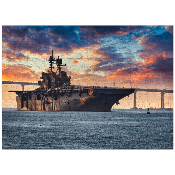 MyPuzzle - A U.S. Navy Ship Leaves San Diego Bay And Heads Into The Pacific Ocean - Premium 300 Piece Jigsaw Puzzle for Adults