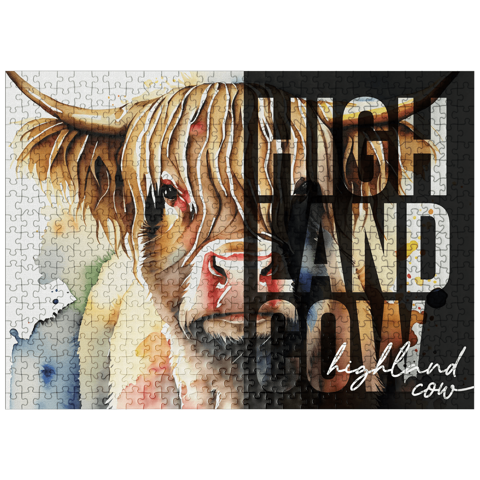 MyPuzzle 1000 Piece Highland Cows Jigsaw - Premium Puzzle For Adults, Scotland Coast Scene, Made In USA With Poster