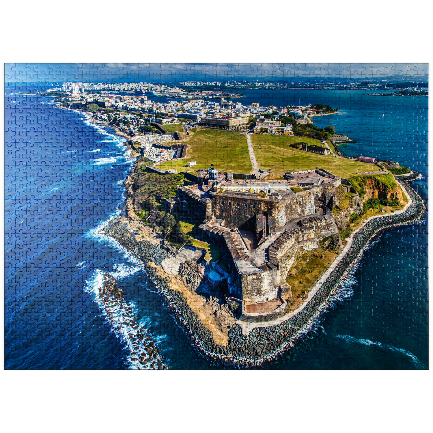 MyPuzzle - Aerial View Of The Castillo San Felipe Del Morro In Old San Juan, Puerto Rico - Premium 1000 Piece Jigsaw Puzzle for Adults