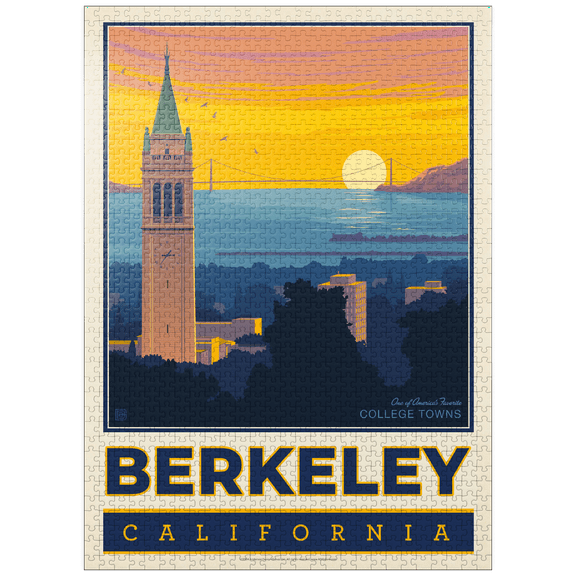 MyPuzzle - American College Towns: Berkeley, CA, Vintage Poster - Premium 1000 Piece Jigsaw Puzzle for Adults