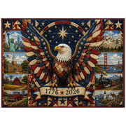 MyPuzzle - 250th Anniversary - American Bald Eagle Heritage Quilt - Premium 300 Piece Jigsaw Puzzle for Adults