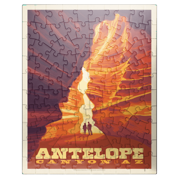 MyPuzzle - Antelope Canyon, Arizona, Vintage Poster - Premium 100 Piece Jigsaw Puzzle for Adults