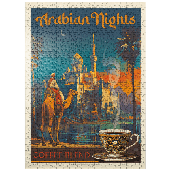 MyPuzzle - Arabian Nights Coffee Blend, Vintage Poster - Premium 500 Piece Jigsaw Puzzle for Adults