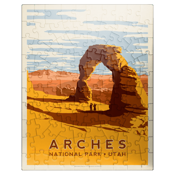 MyPuzzle - Arches National Park: Delicate Arch, Vintage Poster - Premium 100 Piece Jigsaw Puzzle for Adults