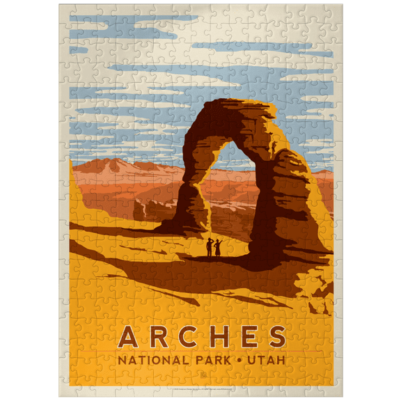 MyPuzzle - Arches National Park: Delicate Arch, Vintage Poster - Premium 300 Piece Jigsaw Puzzle for Adults