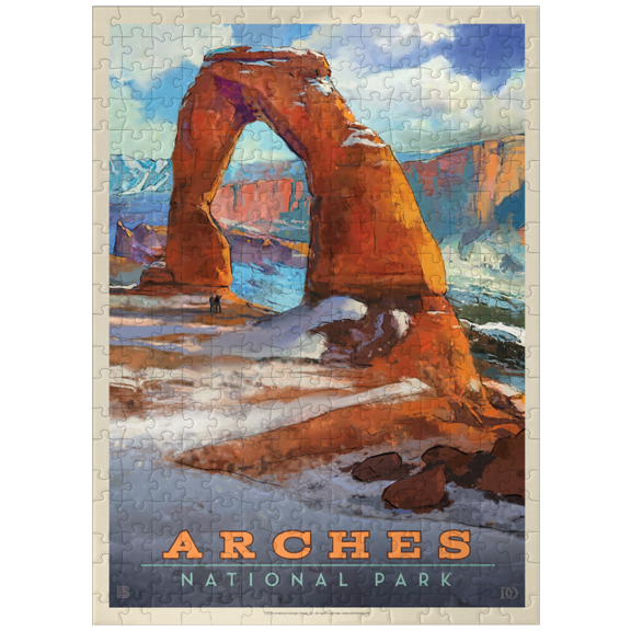 MyPuzzle - Arches National Park: Snowy Delicate Arch, Vintage Poster - Premium 300 Piece Jigsaw Puzzle for Adults