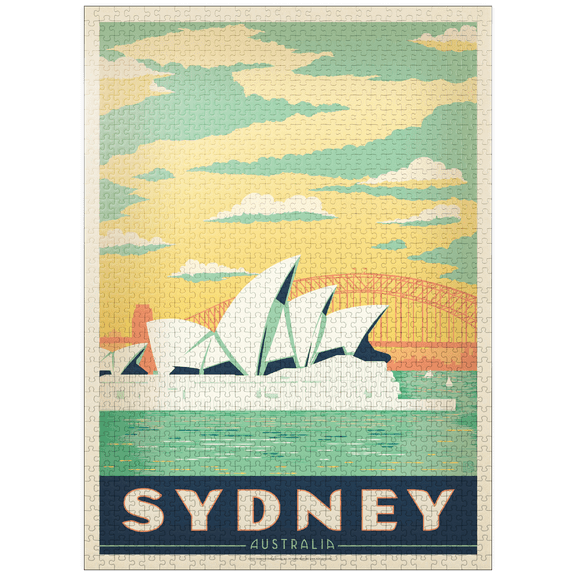 MyPuzzle - Australia: Sydney Harbor, Vintage Poster - Premium 1000 Piece Jigsaw Puzzle for Adults