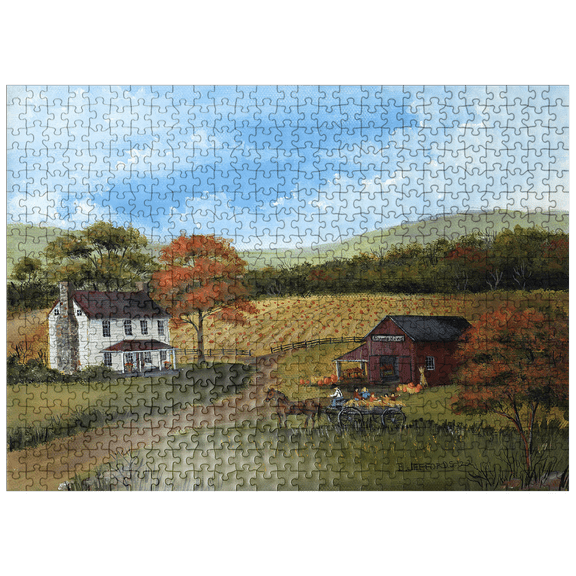MyPuzzle - Autumn Farmhouse With Pumpkin Patch - Premium 500 Piece Jigsaw Puzzle for Adults