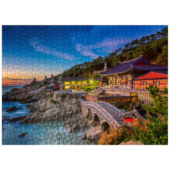 MyPuzzle - Beautiful Sunrise Haedong Yongongs Temple Busan Korea - Premium 500 Piece Jigsaw Puzzle for Adults