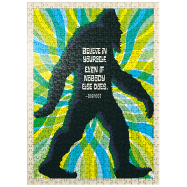 MyPuzzle - Bigfoot: Believe In Yourself, Even If Nobody Else Does, Vintage Poster - Premium 500 Piece Jigsaw Puzzle for Adults