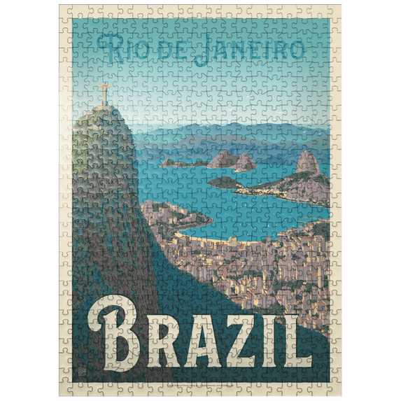 MyPuzzle - Brazil: Rio De Janeiro Harbor View, Vintage Poster - Premium 500 Piece Jigsaw Puzzle for Adults