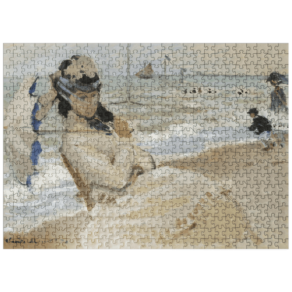 MyPuzzle - Camille On The Beach In Trouville 1870 By Claude Monet - Premium 500 Piece Jigsaw Puzzle for Adults