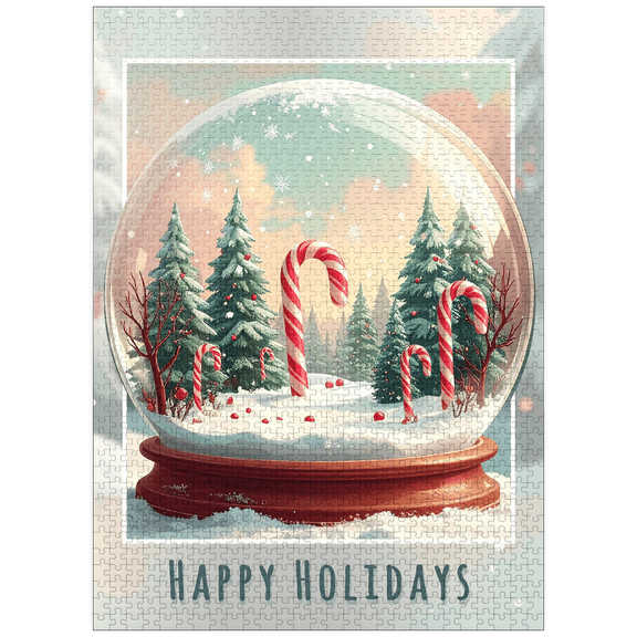 MyPuzzle - Candy Cane Forest, Christmas Snow Globe - Premium 1000 Piece Jigsaw Puzzle for Adults