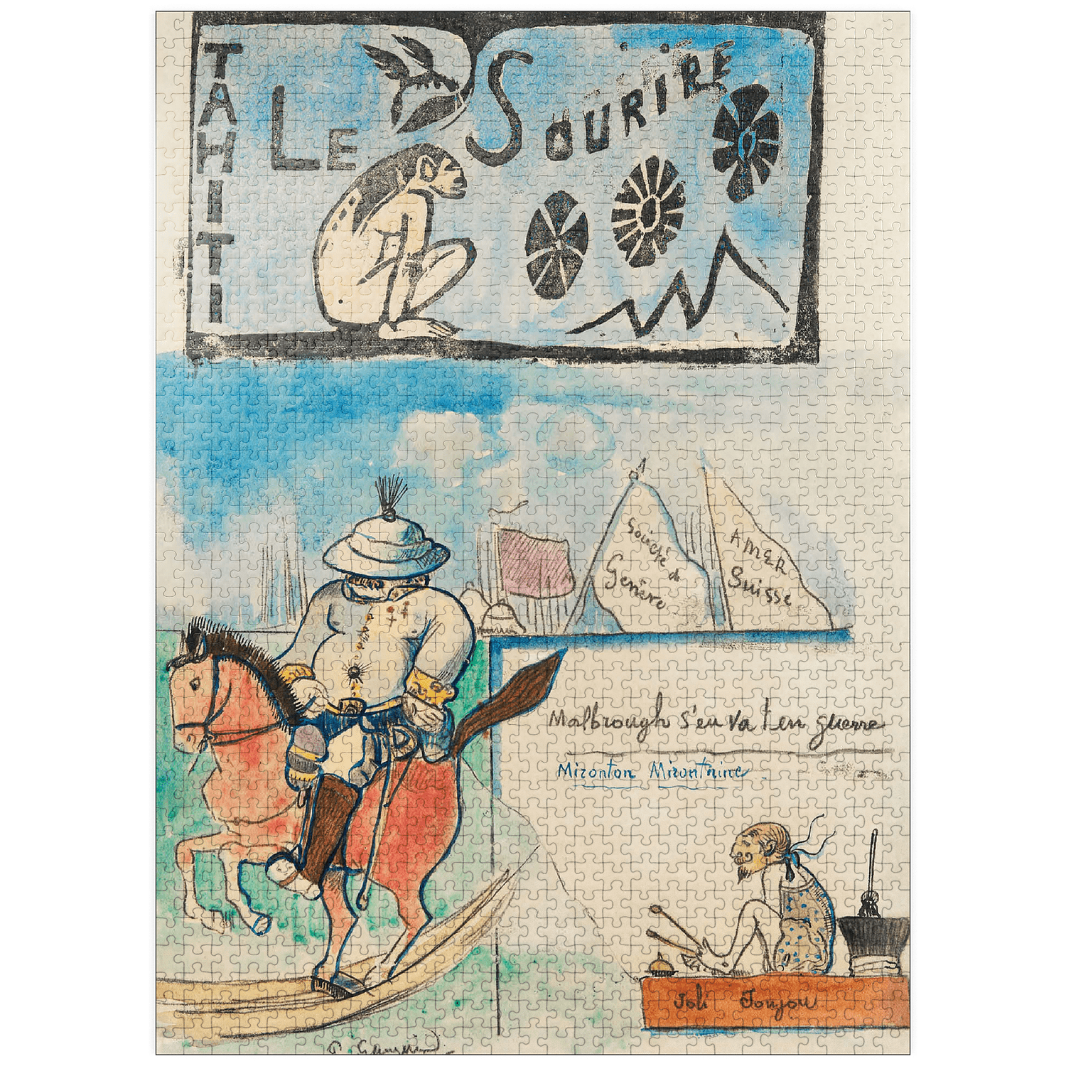 MyPuzzle - Caricatures Of Gauguin And Governor Gallet With Headpiece From Le Sourire 1900 By Paul Gauguin - Premium 1000 Piece Jigsaw Puzzle for Adults