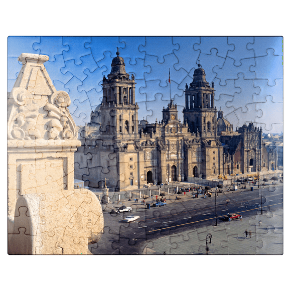 MyPuzzle - Cathedral At The Zocalo In The Historic Center Of Mexico City - Premium 100 Piece Jigsaw Puzzle for Adults