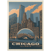 MyPuzzle - Chicago, IL Magic Bean, Vintage Poster - Premium 1000 Piece Jigsaw Puzzle for Adults