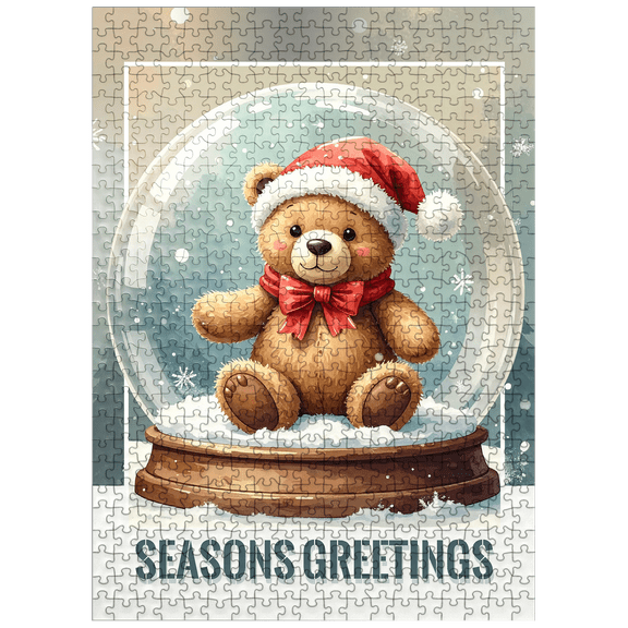 MyPuzzle - Christmas Teddy Bear, Christmas Snow Globe - Premium 500 Piece Jigsaw Puzzle for Adults
