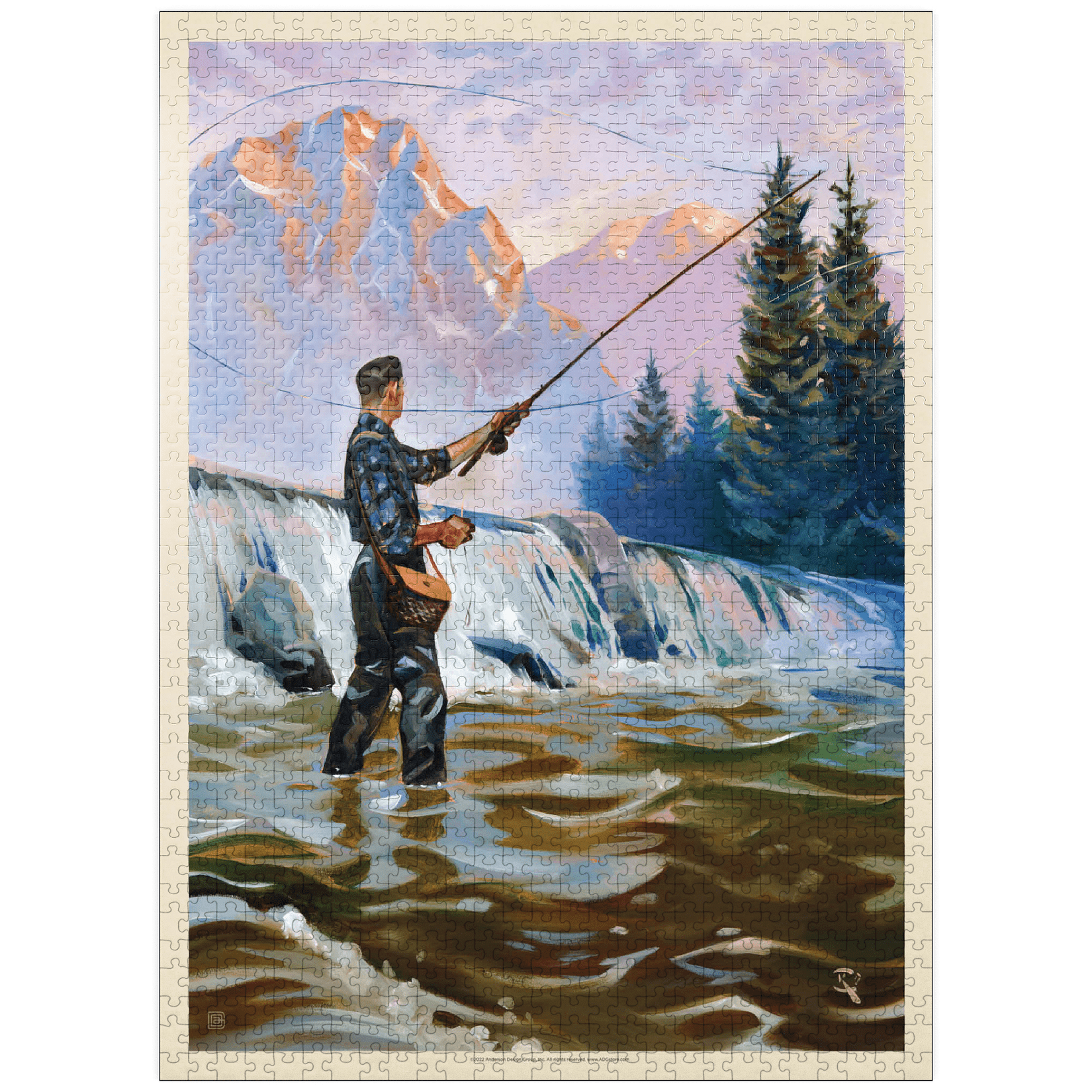 1000 Piece Jigsaw Puzzle - 'Classic Sportsman: Fly Fishing' Vintage Poster Art, Made In USA - View #5