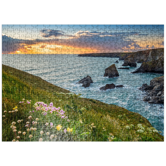 MyPuzzle - Coast At Bedruthan Steps North Of Newquay, North Coast, Cornwall - Premium 500 Piece Jigsaw Puzzle for Adults