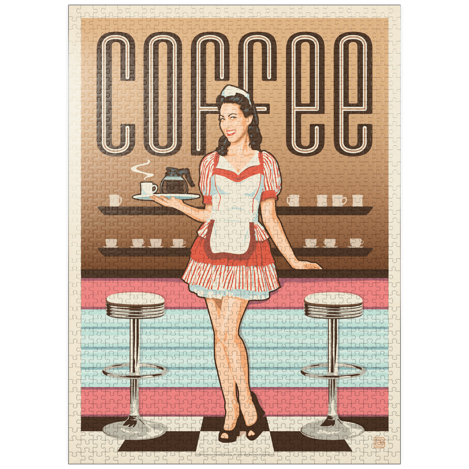 Puzzle 1000 Pièces Coffee Collection - Affiche Vintage Anderson Design Group - Qualité Premium, Made In Germany