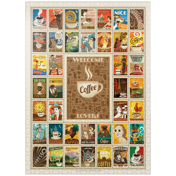 MyPuzzle - Coffee Collection: Multi-Image Print, Vintage Poster - Premium 1000 Piece Jigsaw Puzzle for Adults