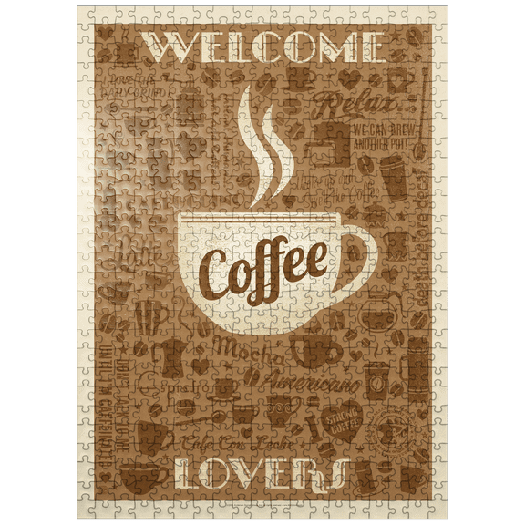 MyPuzzle - Coffee Pattern Print, Vintage Poster - Premium 500 Piece Jigsaw Puzzle for Adults