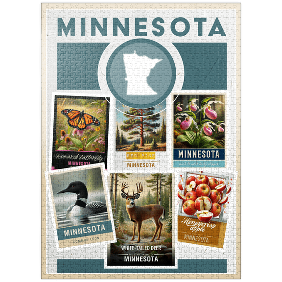 MyPuzzle - Collage: Minnesota State Symbols - Premium 1000 Piece Jigsaw Puzzle for Adults