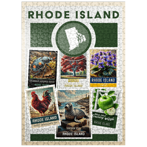 MyPuzzle - Collage: Rhode Island State Symbols - Premium 500 Piece Jigsaw Puzzle for Adults