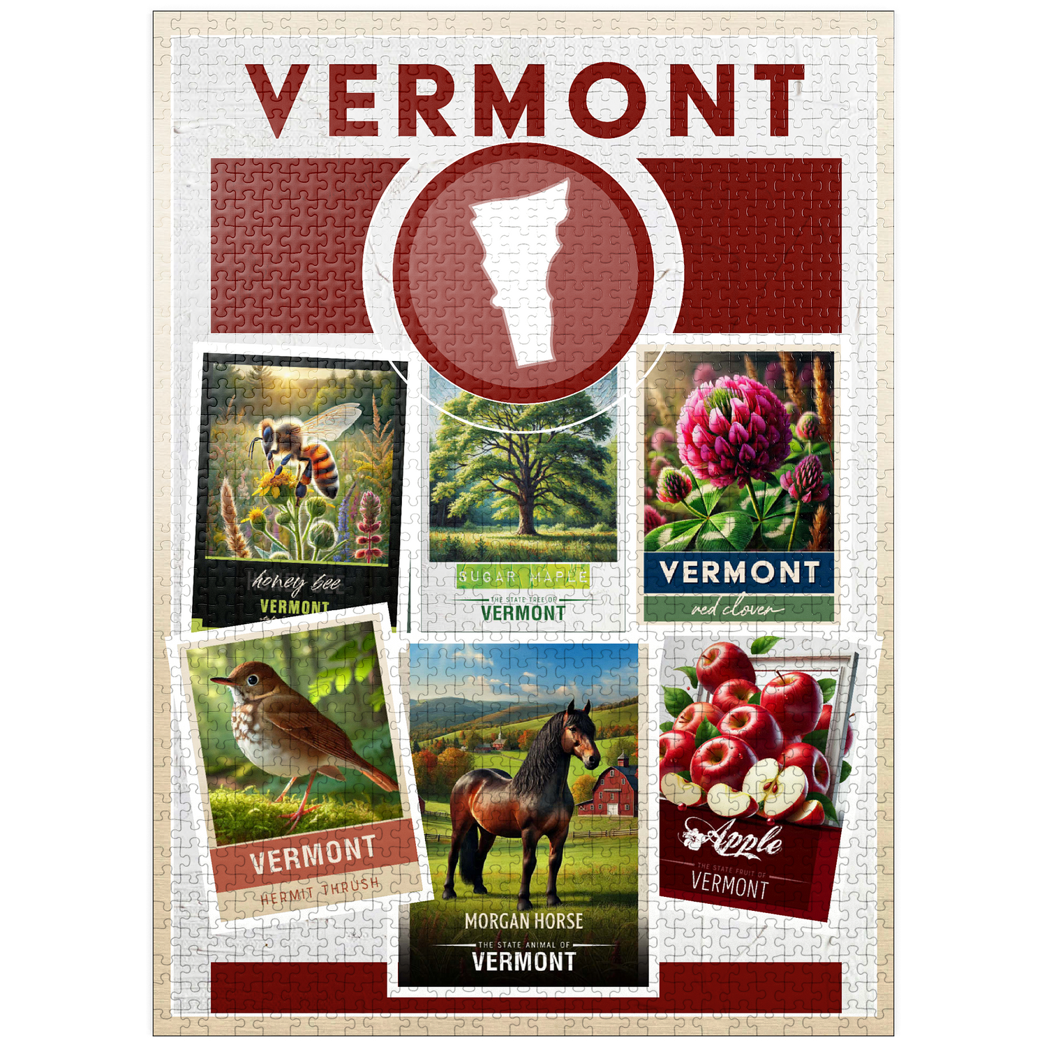 MyPuzzle - Collage: Vermont State Symbols - Premium 1000 Piece Jigsaw ...