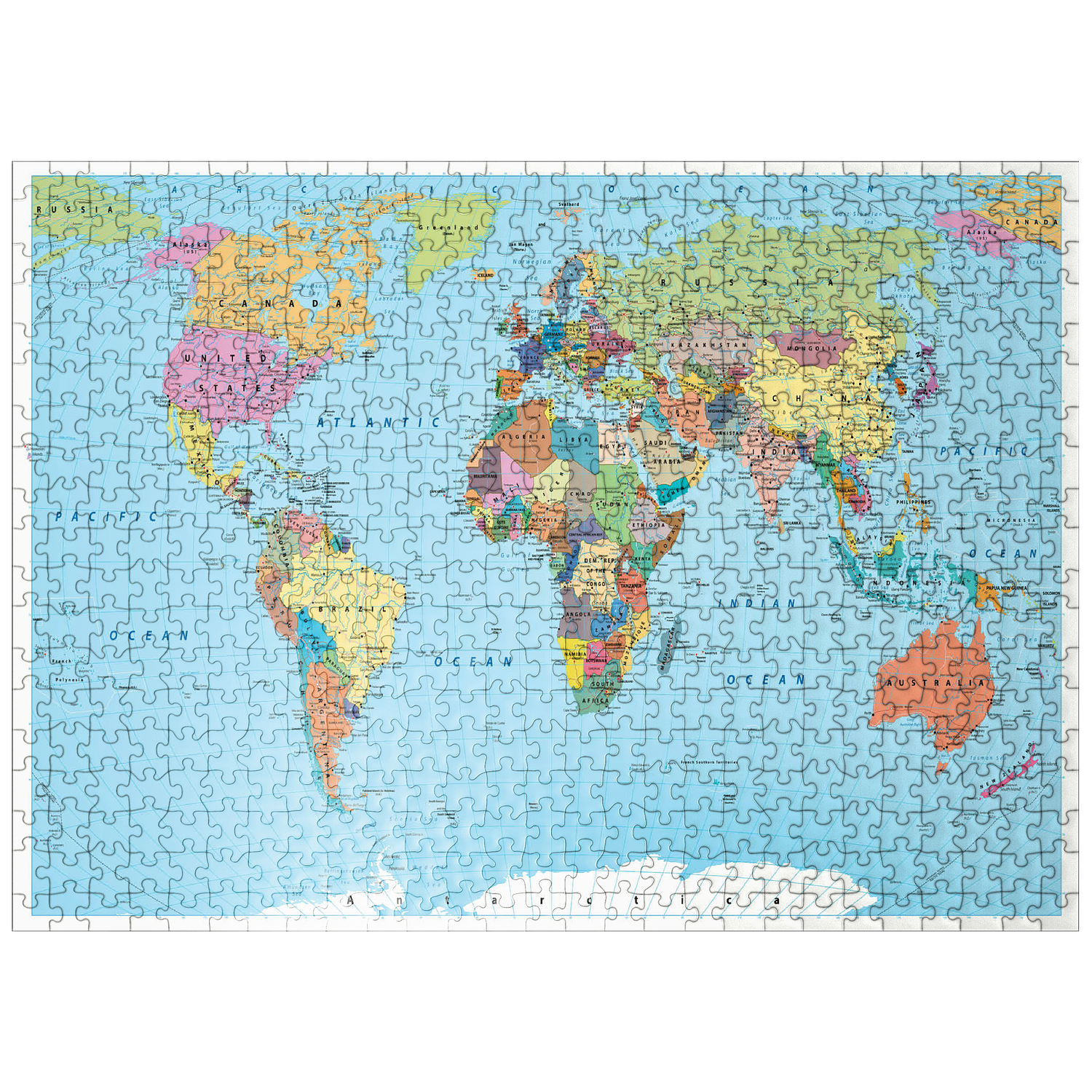 MyPuzzle - Color World Map - Borders, Countries, Roads And Cities - Premium 500 Piece Jigsaw Puzzle for Adults