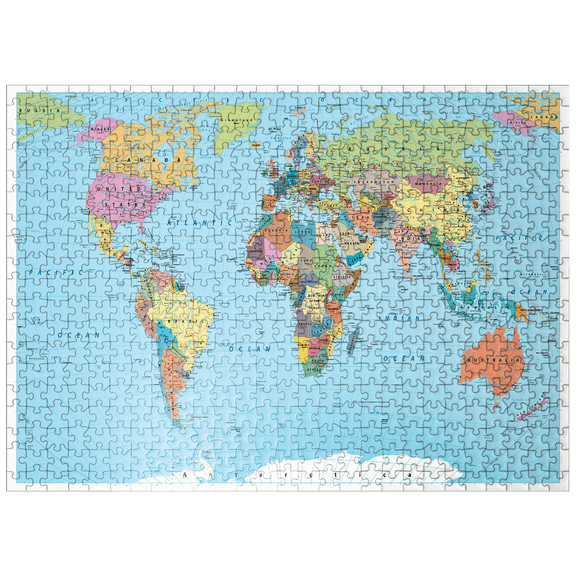 MyPuzzle - Color World Map - Borders, Countries, Roads And Cities - Premium 500 Piece Jigsaw Puzzle for Adults