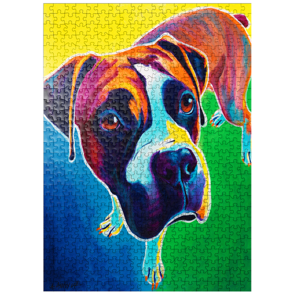 MyPuzzle - Colorful Boxer Dog Portrait In Bold Pop Art Style - Premium 500 Piece Jigsaw Puzzle for Adults