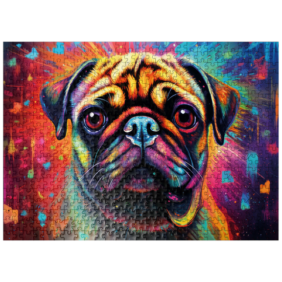 MyPuzzle - Colorful Fantasy Pug - Premium 500 Piece Jigsaw Puzzle for Adults
