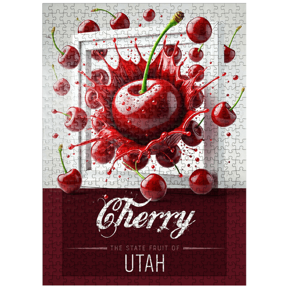 MyPuzzle - Colorful Fruits: Utah, Cherry - State Fruits Series - Premium 500 Piece Jigsaw Puzzle for Adults