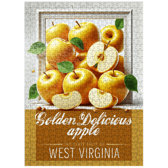 MyPuzzle - Colorful Fruits: West Virginia, Golden Delicious Apple - State Fruits Series - Premium 500 Piece Jigsaw Puzzle for Adults