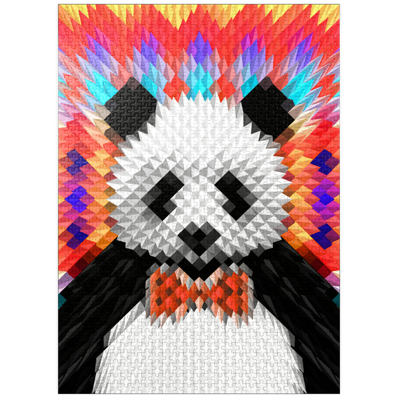 MyPuzzle - Colorful Geometric Panda With Vibrant Pattern - Premium 1000 Piece Jigsaw Puzzle for Adults