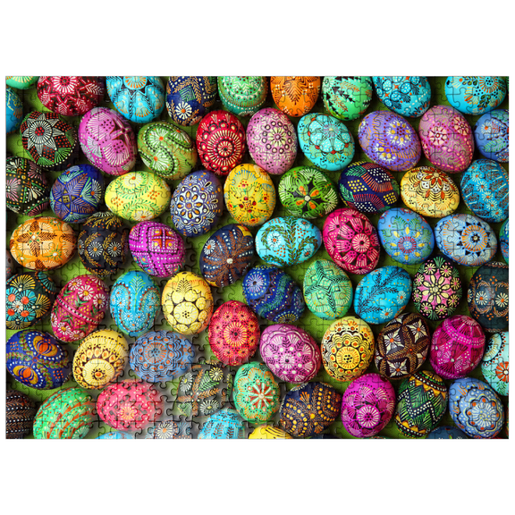 MyPuzzle - Colorful Painted Easter Eggs From Lithuania - Premium 500 Piece Jigsaw Puzzle for Adults