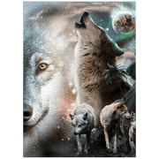 MyPuzzle - Cosmic Howling Wolf In A Lunar Storm - Random Galaxy - Premium 1000 Piece Jigsaw Puzzle for Adults