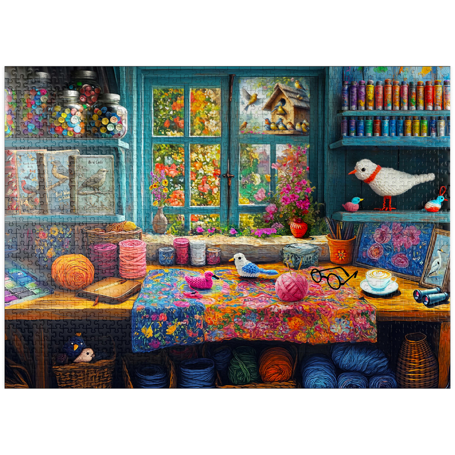 絵画 my room MyPuzzle - Cozy Craft Room With Garden View - Premium 1000 Piece