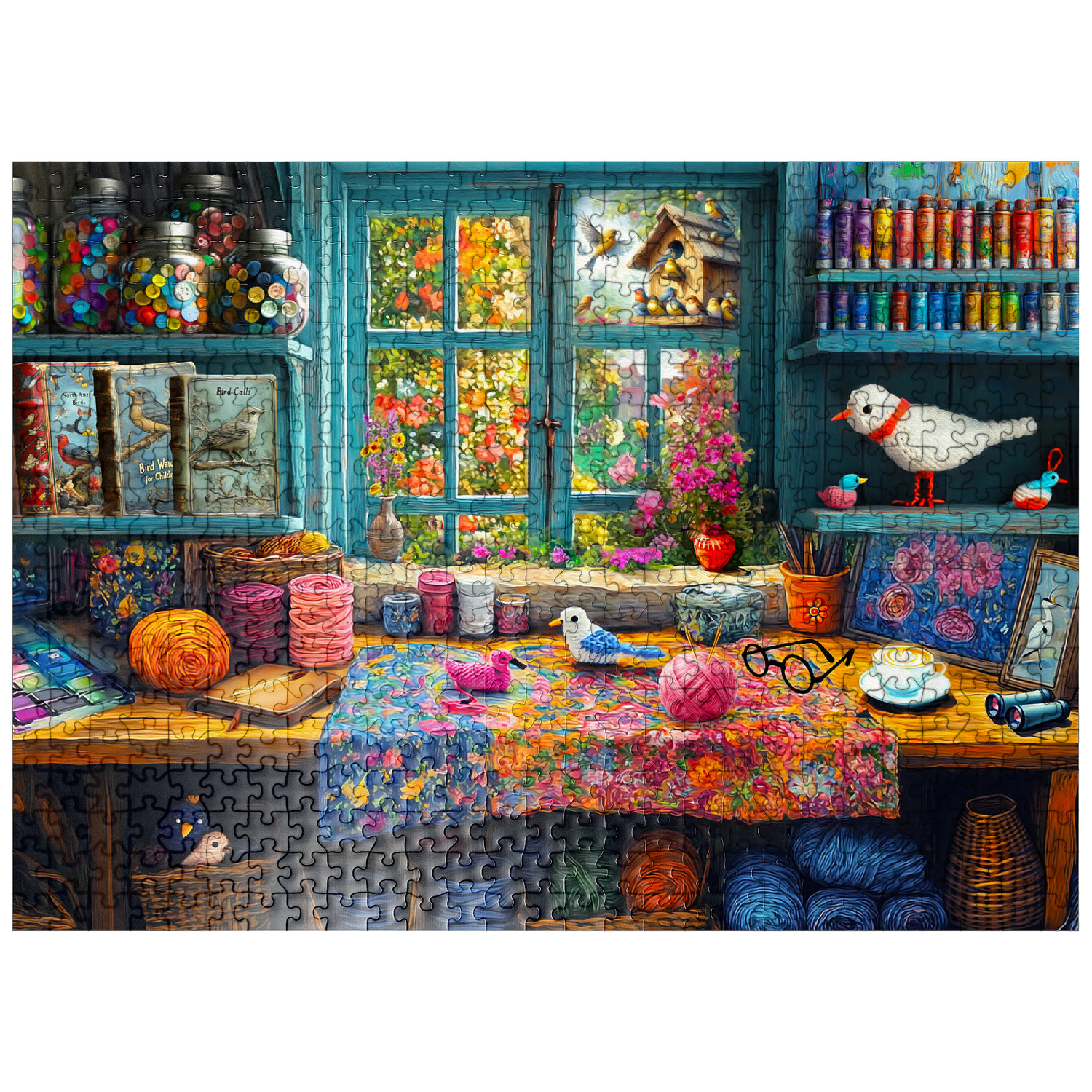 MyPuzzle - Cozy Craft Room With Garden View - Premium 500 Piece Jigsaw Puzzle for Adults