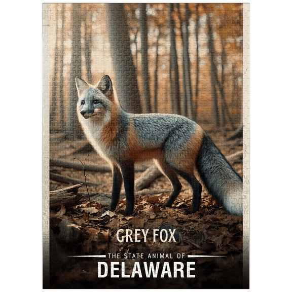 MyPuzzle - Delaware, Grey Fox: State Animals Series - Premium 1000 Piece Jigsaw Puzzle for Adults