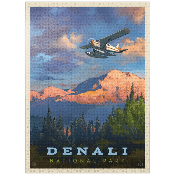MyPuzzle - Denali National Park: Back Country, Vintage Poster - Premium 1000 Piece Jigsaw Puzzle for Adults