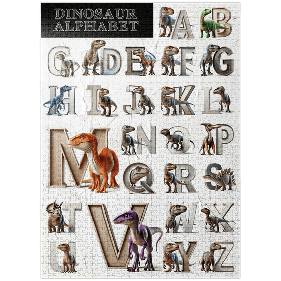 MyPuzzle - Dinosaur Alphabet - Version 2 - Premium 1000 Piece Jigsaw Puzzle for Adults
